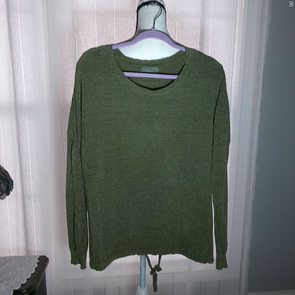 BAREFOOT DREAMS CozyChic Ultra Lite Pullover Tie-Up Hem Army Green NWOT L